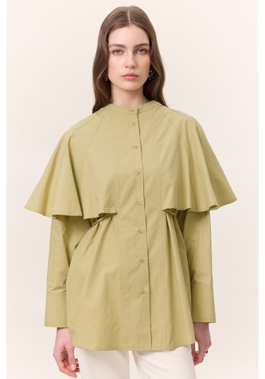 Pelerinli Tasarım Gömlek Adaçayı Adaçayı Yeşil