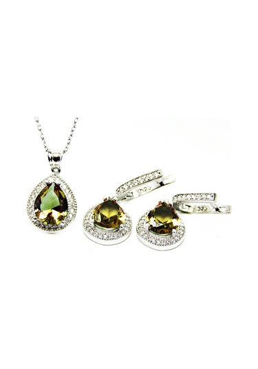 Zultanit Damla Taşlı Gümüş Kadın Kolye Küpe Seti (436889519)