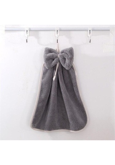 Gri Yay El Havlusu Mikrofiber Kumaş Çabuk Kuruyan Su Emme Kuru Asılı Yıkama El Havlusu Günlük Kullanım Mutfak Tuvalet Havlusu Gri