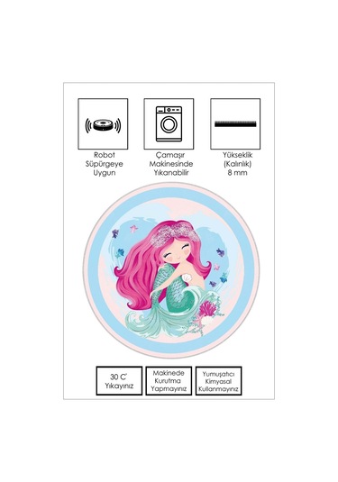 West Home Makinede Yıkanabilir Kaymaz Taban Leke Tutmaz Yuvarlak Çocuk Halısı Oyun Matı Wh 551 Blue Yuvarlak Mavi