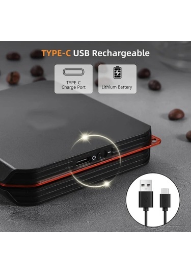 Honeybeeshop Siyah Hotu Otomatik Zamanlayıcılı Küçük Espresso Terazisi 0 1g 2kg Usb Şarjlı Dijital Kahve Terazisi Led Ekran Siyah