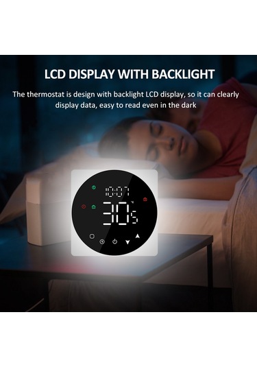 Vkemall Siyah Tp908gc Duvar Tipi Isıtma Kontrol Cihazı - 5a Dokunmatik Ekranlı - Haftalık Programlanabilir - Kombi Sıcaklık Regülatörü