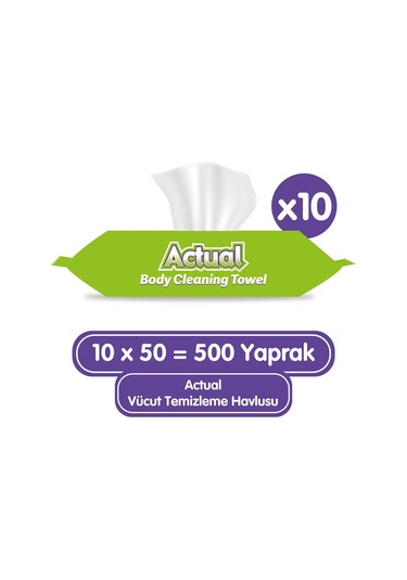 Actual Vücut Temizleme Havlusu 10 X 50 Adet