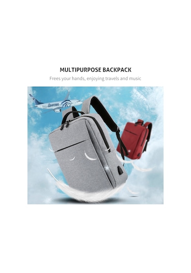 Xindoker Usb Şarjlı Büyük Kapasiteli Seyahat Çantası - 15/17 İnç Laptop İçin Gri