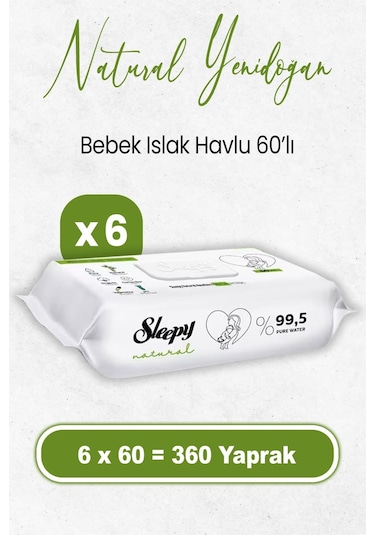 Sleepy Natural Yenidoğan Islak Bebek Havlusu 60 X 6 Adet 360 Yaprak