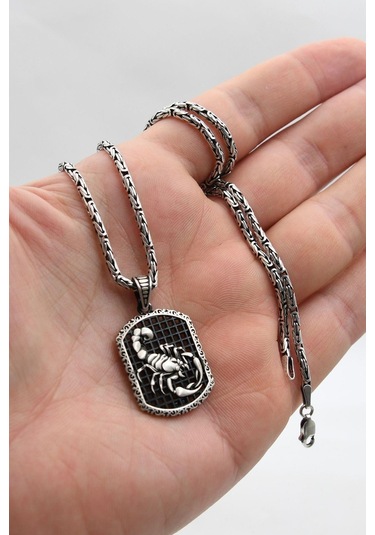 Akrep Figürlü 925 Ayar Gümüş Kolye Kral Zincir 2mm 902419 Gümüş