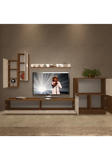 Decoraktiv Eko 6b Mdf Std Tv Ünitesi Tv Sehpası Ceviz - Beyaz