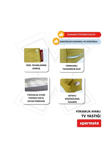 Xpermate Yükseklik Ayarlı Tv Yastığı Bel Destek Yastığı Koyusarı