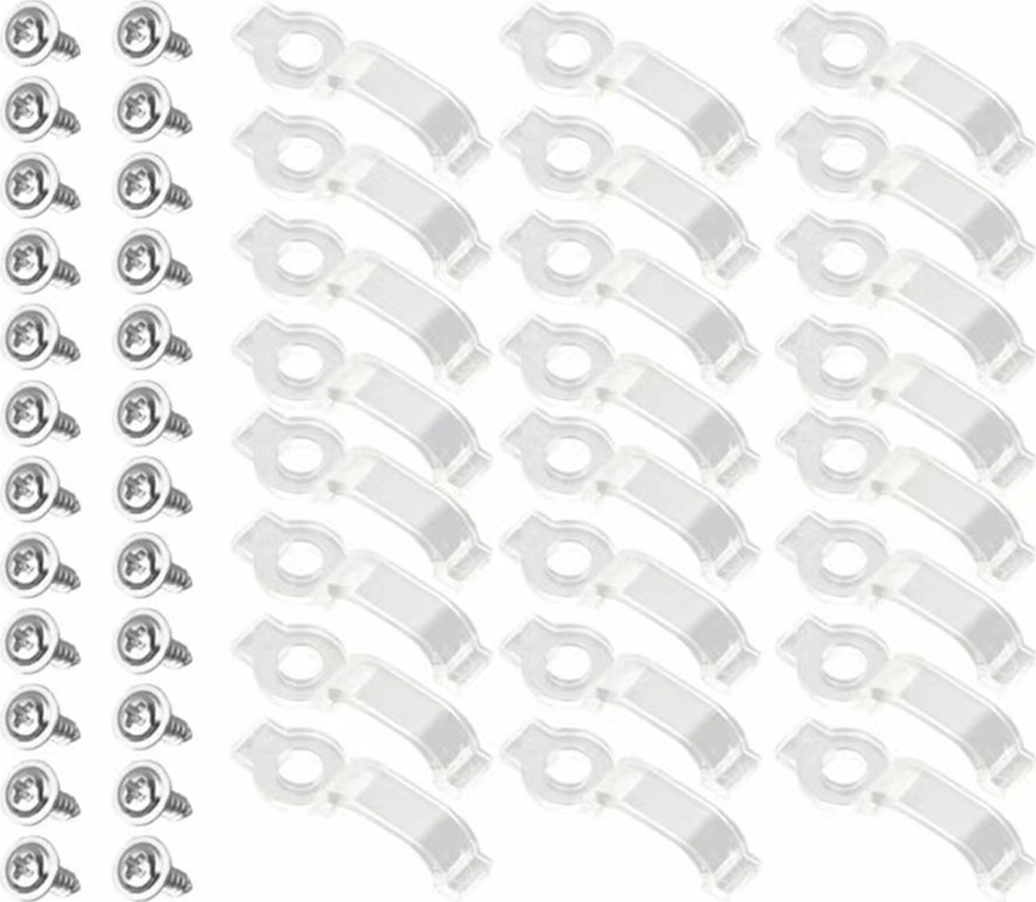 Yaleker 3528/5050 Led Bandı Sabitleme Kiti - Şeffaf Yaylı Tutucular, 100 Adet Klem Ve 100 Vida İle Güvenli Montaj Beyaz