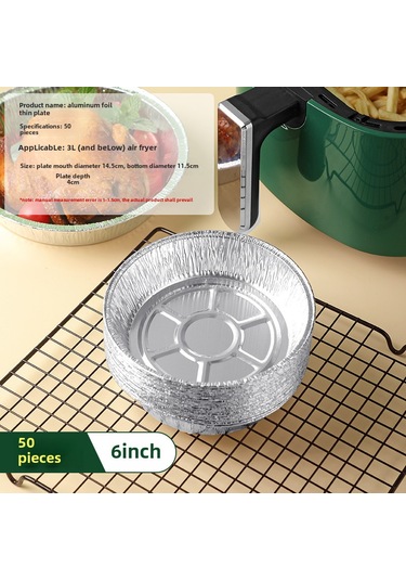 Skycity Ev Kullanıma Uygun Hava Fritözü Alüminyum Folyo Tabakları, Yağ Geçirmez, Kayma Dayanıklı, 6 İnç Derin, 50 Adet, Fırın Ve Izgarada Kullanım Diğer