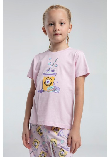 Toontoy Kız Çocuk I Like You Komple Baskılı Pijama Takım Pembe