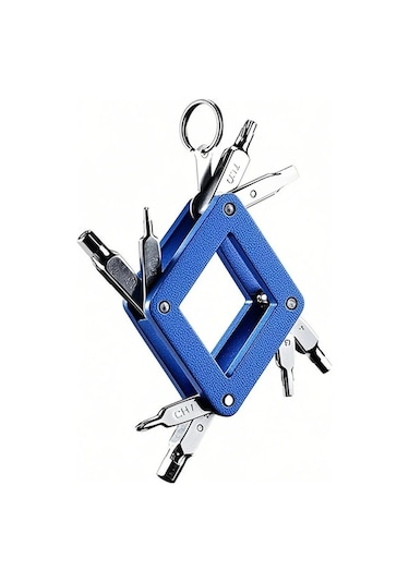 Bisiklet Tamiri İçin Çok İşlevli Çalıştırılabilir Tornavida Seti, 8 Uçlu, Aluminum Alaşımlı, Taşınabilir Ve Katlanabilir - Mavi Çok Renkli Çok Renkli