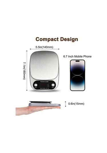 Trendooze Gaojunshop01 5000g Pil Led Mutfak Terazisi - Gümüş Gri Gri