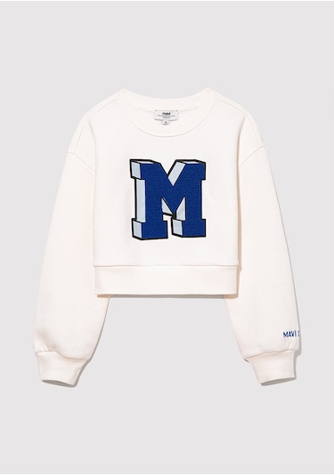 Mavi - M Logo Baskılı Beyaz Sweatshirt 7s10079-70057 Beyaz