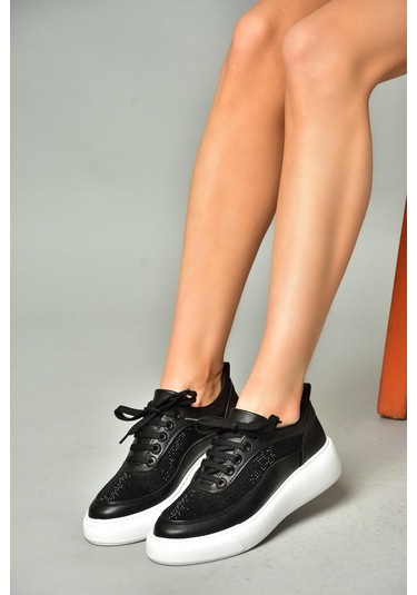 Fox Shoes S274048509 Siyah Taşlı Kadın Spor Ayakkabı Sneakers Siyah
