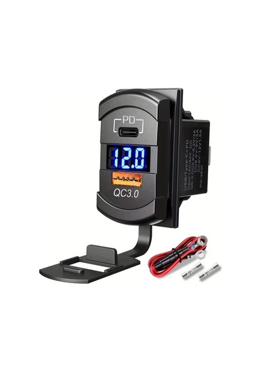 Bluray Terminal 12v/24v Usb Rocker Switch Soketi Kapaklı, Pd Ve Qc3.0 İle Birlikte Led Voltmetre Özelliklerine Sahip, Tekne, Rv Ve Motosikletler İçin Tasarlanmış Rocker Tipi Deniz Anahtar Panelleri, Pilsiz