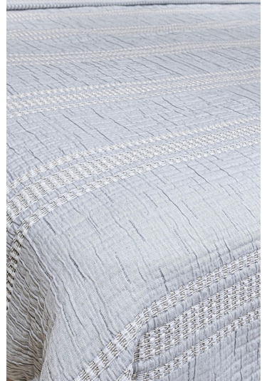 Koza Home Assos Gri Taş Yıkama Çift Kişilik Yatak Örtüsü 230x250 5037 Gri