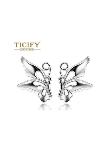 Novahub Küçük Kelebek Küpe Sevimli Basit Moda Küpe Beyaz Beyaz