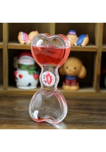 Eşe Sevgiliye Güzel Romantik Hediye Kalp Desenli Sıvı Jel Kum Saa