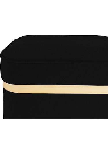 Zengo Gold Twin Line Kare Puf -siyah Kumaş, Dekoratif Makyaj Masası Pufu-modern Style