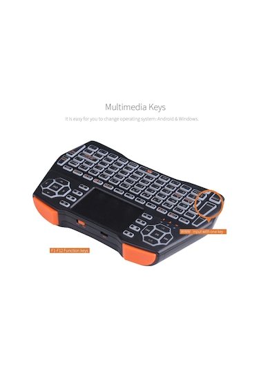 Lemestar "2.4g Kablosuz Mini Klavye - 3 Renkli Arka Aydınlatmalı, Dokunmatik Pad'li Tv/tablet/pc İçin"