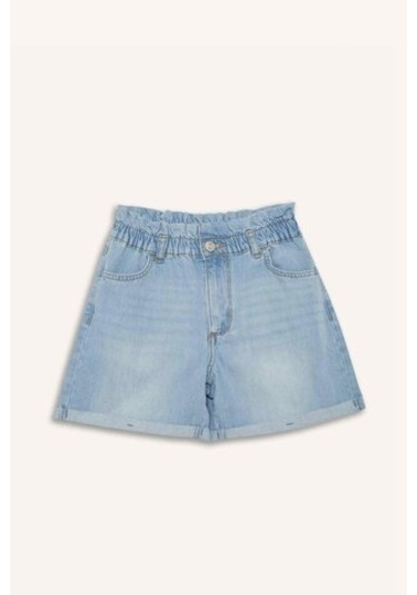 Defacto Kız Çocuk Paperbag Jean Şort B8113a825smnm63 Mavi