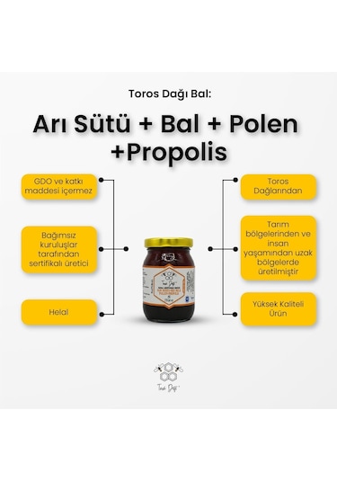 Toros Dağı Arı Sütü Bal Polen Propolis Karışımı 225 G
