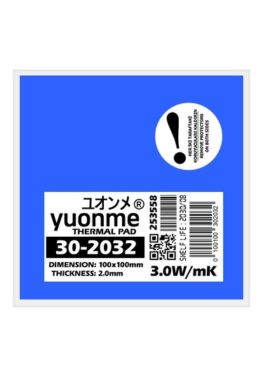 Yuonme Termal Ped / Thermal Pad 2.0mm 3.0w/mk 100x100mm 30-2032
