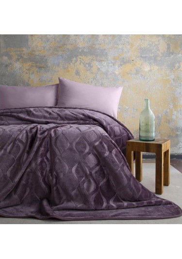 Ap Embos Çift Kişilik Mürdüm Mercy Battaniye Mürdüm