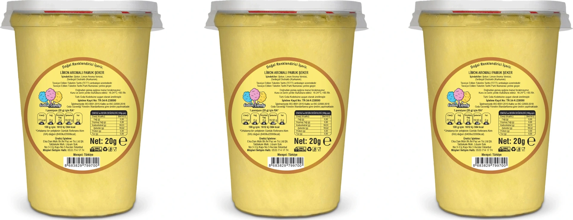Limon Aromalı 3'lü Gurme Pamuk Şekerler