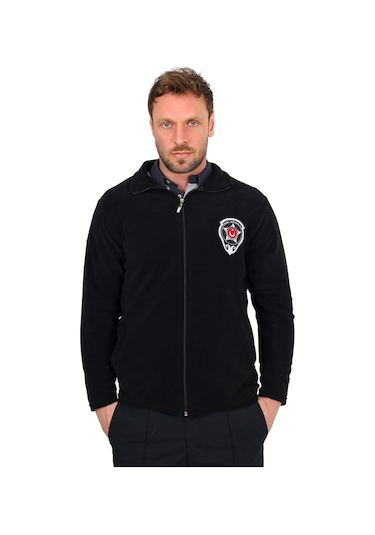 Moda Canel Yeni Tip Siyah Güvenlik Polar Armalı ve Sırt Nakışlı