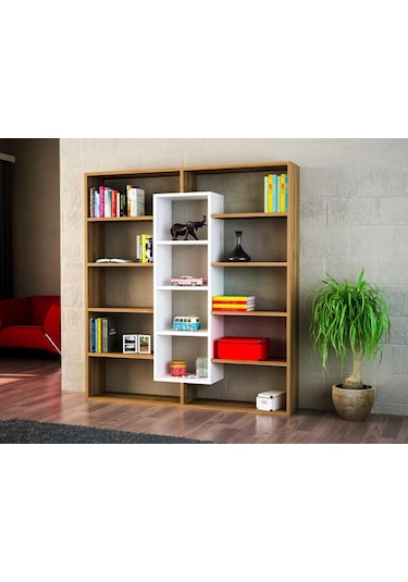 Dekorister Ample Kitaplık Ceviz-Beyaz
