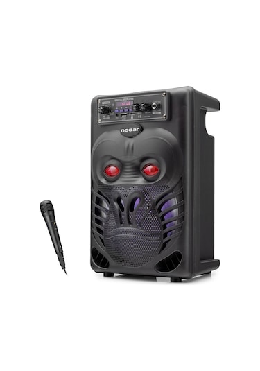 Bluetooth Karaoke Hoparlör Fm 8 Mikrofonlu 34 X 22.7 X 17.6 Cm - Siyah Nd2820