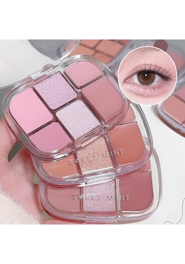 Altı Renkli Mat Pembe Göz Farı Paleti Glitter Mat Göz Farı Yalan İpekböceği 02 9.4g C01