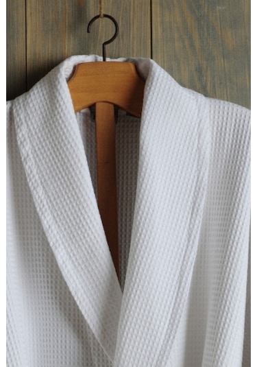 Formeya Gofret Desen Beyaz Lüks Bornoz Çeyizlik Bornoz L/xl Beyaz