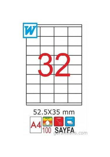 Goldmoon 2026 Laser A4 Sayfa Etiketi 52.5X35MM 100'lü Paket