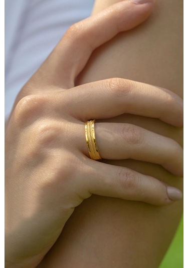 Çgk Kuyumculuk İnce Hasır Altın Yüzük Yaldız