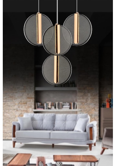 İstanbul Avize Parla 4'lü Gold Sarkıt Kumandalı Üç Renk Led Lüx Modern Ledli Avize