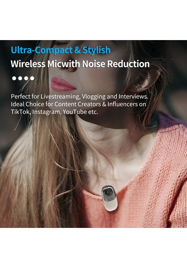 Samdoo Beyaz Kablosuz Kolluk Mikrofonu, Şarj Kutusu İle Gürültü Engelleme, Type-c Bağlantı, Hemen Kullanıma Hazır