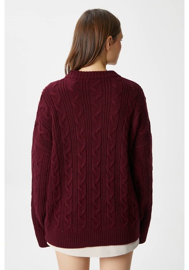 Ritnice Kadın Stella Yumuşak Oversize Bordo Triko Kazak Bordo