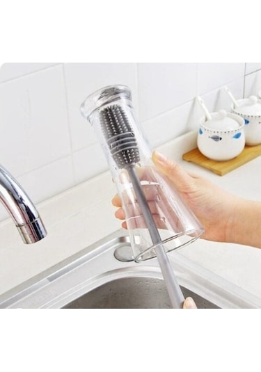 Silikon Uzun Saplı Kavanoz Yıkama Fırçası-9090558583620