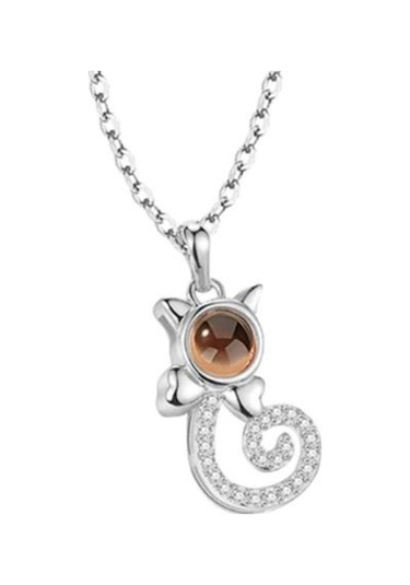 Saatcaddesi Sevgiliye Hediye 100 Dilde Seni Seviyorum Sevimli Kedi Kolye