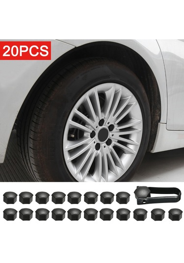 Springsun Tesla Model 3 Jant Somunu Kapağı, Sert Plastik, Siyah, 20 Adet + 1 Adet Çekici, Kırılmaz, Solmaz, Araç Özel, Kolaysız Kurulum
