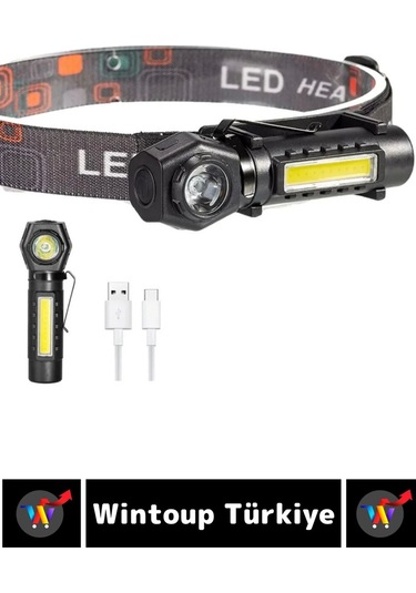 Profesyonel Kamp Avcı Balıkçı Deprem Güçlü Işık Mıknatıslı Sabitleme Şarjlı 215 Lümen Kafa Lambası Çok Renkli