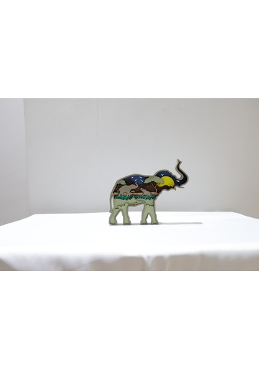 El Yapımı Katmanlı Fil Biblo Doğal Ahşap Dekoratif Masa Süsü Standart