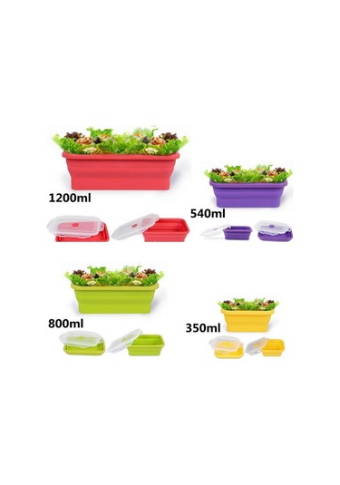 Homyl Katlanır Silikon Öğle Yemeği Kutusu Kase Bento 350ml-mavi 350ml Mavi Çok Renkli