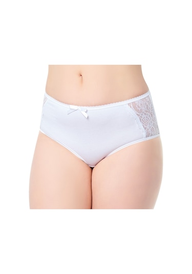 Tutku Elit 12' Li Bayan Yanı Dantelli Bato Bikini Külot 2401 Beyaz