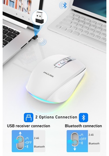 Geeksen Fmouse 2.4 G Bluetooth 5.1 Çift Modlu Kablosuz Mouse