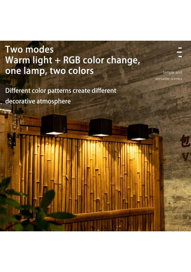Led Güneş Işığı Açık Bahçe Kare Duvar Lambası Açık Avlu Bahçe Altın - Siyah