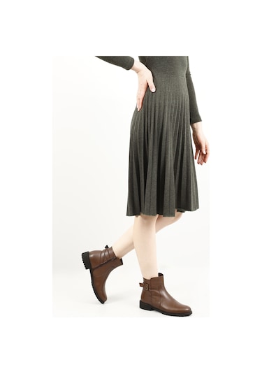 Gönderi R Kahve Floter Fermuarlı Kauçuk Taban Hakiki Deri Bot Kahve